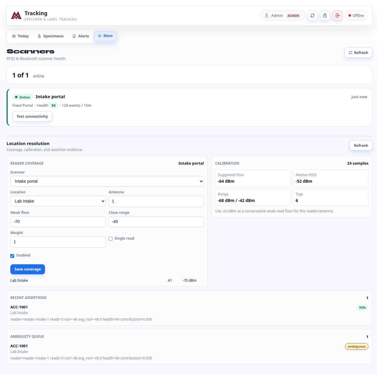 Tracking — Tracking / reader diagnostics